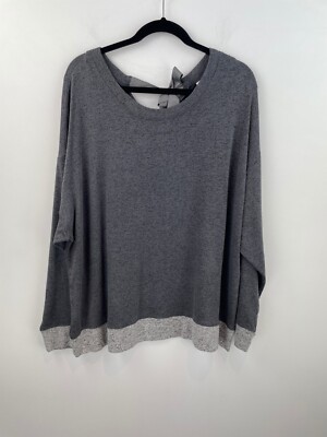 Cacique 18/20 Knit Top Gray Long Sleeve Stretch NWT A24-16