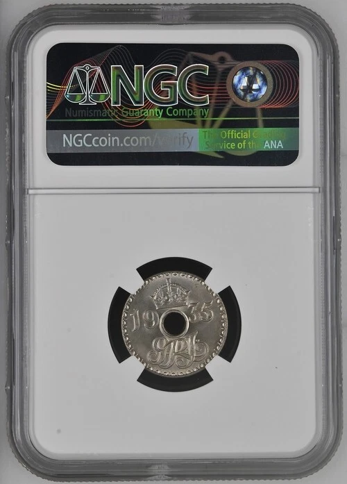 New Guinea 1935 Six Pence NGC Ms-67! Ex Baldwin's Basement! - Image 2 of 2