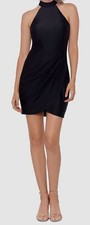 Blondie Nites Women's Juniors' Black Satin Halter Mini Dress Size 11