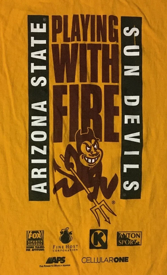 Camisa De Colección Años 90 ASU Jugando con Fuego XL Puntada Única College Track PE Grunge Años 80 Foto 3 de 4