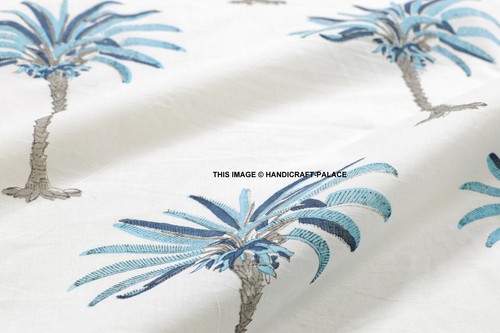 Indian Hand block Palm Tree By The Yard Print Running Loose Cotton Fabrics Decor - Picture 3 of 3