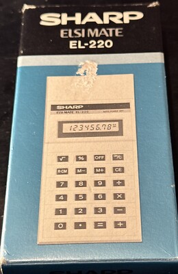 Vintage NOS SHARP ELSI MATE EL-220 Calculator NEW With Box, Sealed