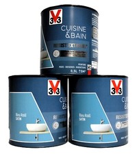 Lot Peinture V33 Cuisine et Bain "Bleu Atoll" 3 X 0,5L