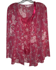 Vintage Y2K Victoria's Secret Red Pink Floral Cami Matching Robe Set Size XS