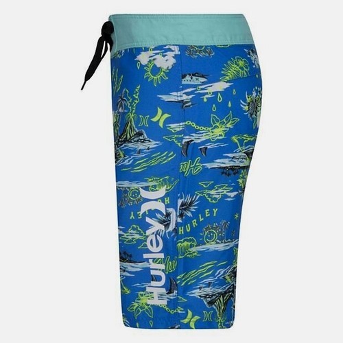 HURLEY Boys Swimsuit Swim Trunks Shorts Board Boardshorts Island Doodle 4 5 6 7 - Picture 3 of 3