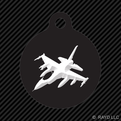F-16 Fighting Falcon Keychain Round with Tab engraved many colors Fighter  F16