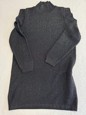 Zara Dress Womens Medium Black Sparkly Shiny Turtlneck Sweater Dress