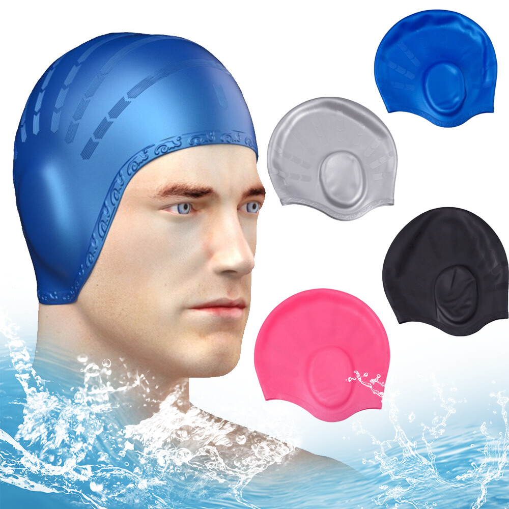 Silicone Swimming Cap Durable NonSlip Waterproof Protect Ears Long