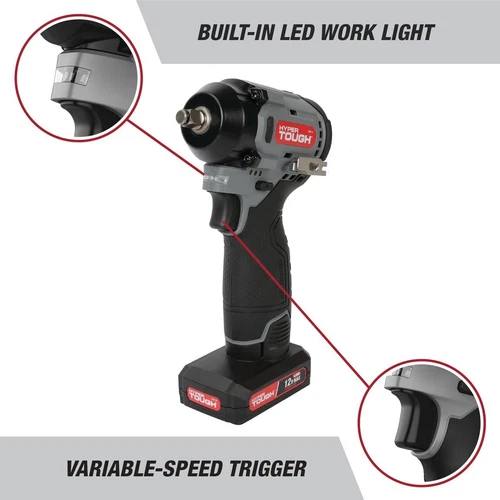 Hyper Tough 12V Max Cordless Brushless Impact Wrench with and Charger 225 ft - Picture 4 of 8