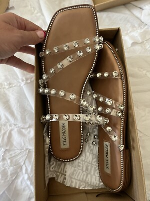 Steve Madden Skyler Clear Sandal, size 10