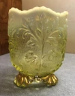 Beaumont Glass 1899 Yellow Opalescent Admiral #99 Flora Spooner Gold Trim