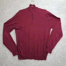 Doppelganger Roma Sweater Men's XL Burgundy Cotton Knit Long Sleeve Quarter Zip