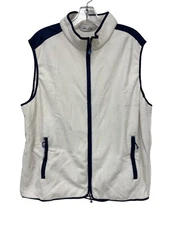 Peter Millar Seaside Vest Mens XL White Sand Full Zip Golf Fleece Pockets NWT