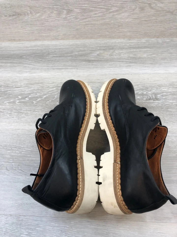 Zapatos para mujer Miz Mooz Wren de cuero negro 7,5 con cordones informales cómodos tacón bloque Foto 4 de 4