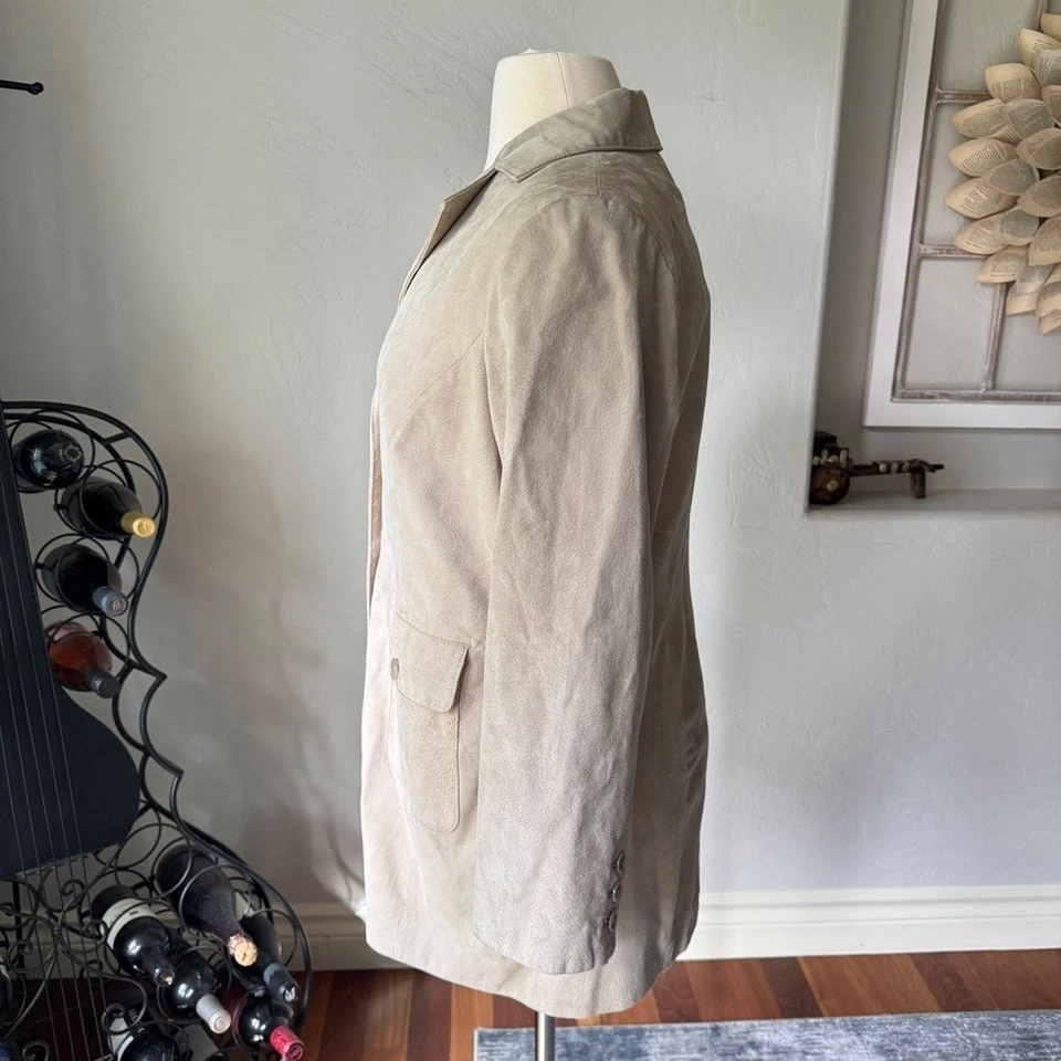 Style & Co Jacket Womens Beige Suede Genuine Leather Jacket Size 16W - Image 3 of 4