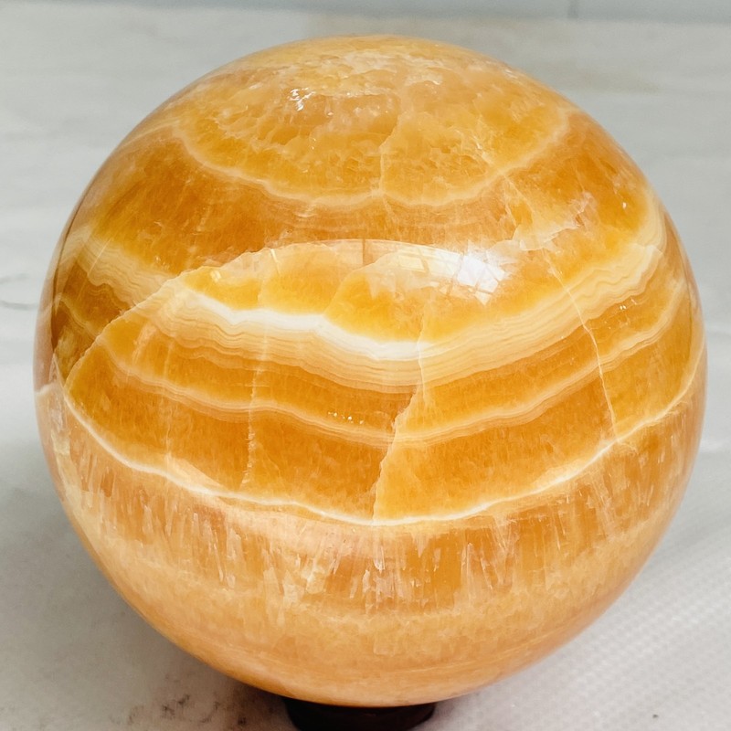 Natural Yellow Calcite Sphere Quartz Crystal Polished Ball Reiki Healing 2420G