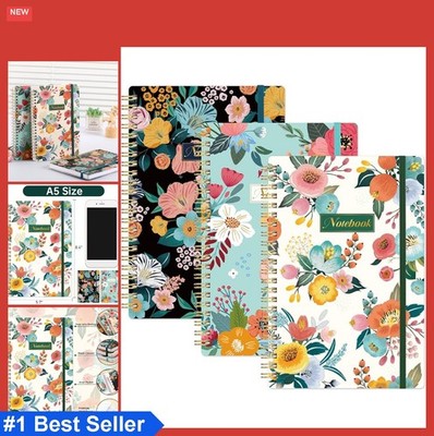 3 Pack A5 Lined Spiral Notebooks 8.3 x 6 Inches College Ruled Thick Paper
