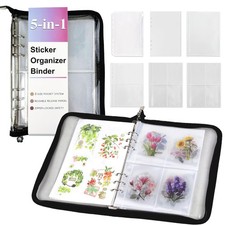 5-in-1 Sticker Organizer Book Reusable A5 Storage Binder with 220 Pockets,10 ...