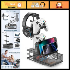 Headphone Stand with Drawer - Desk Headset  Controller Holder, Aluminum Cable O
