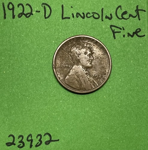 1922 D Lincoln Wheat Cent / Penny 1c Fine
