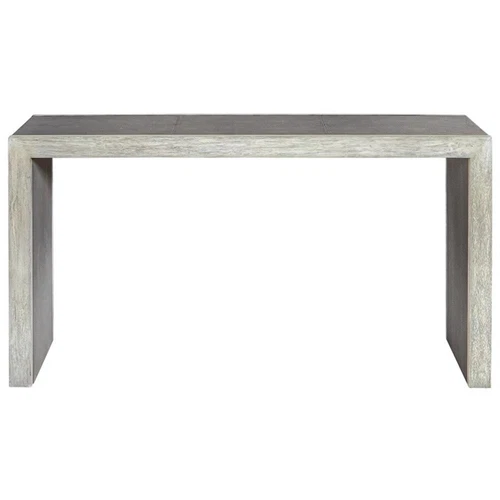 Uttermost Aerina Faux Shagreen and Wood Console Table in Aged Gray/White - Picture 3 of 7