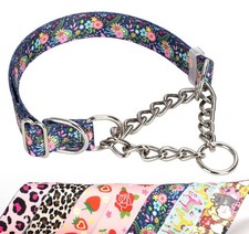 Martingale Collar for Dogs with Chain,Adjustable Nylon Floral Slip No Pull Tr...