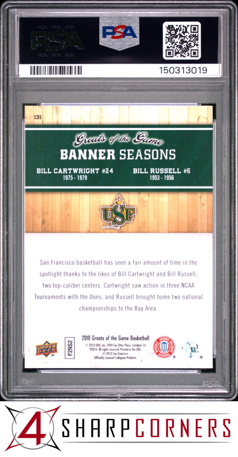 2009 UPPER DECK GREATS OF THE GAME #131 BILL RUSSELL PSA 10 view 2