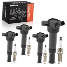 Set of 4 Ignition Coil Pack and Iridium Spark Plugs Black
