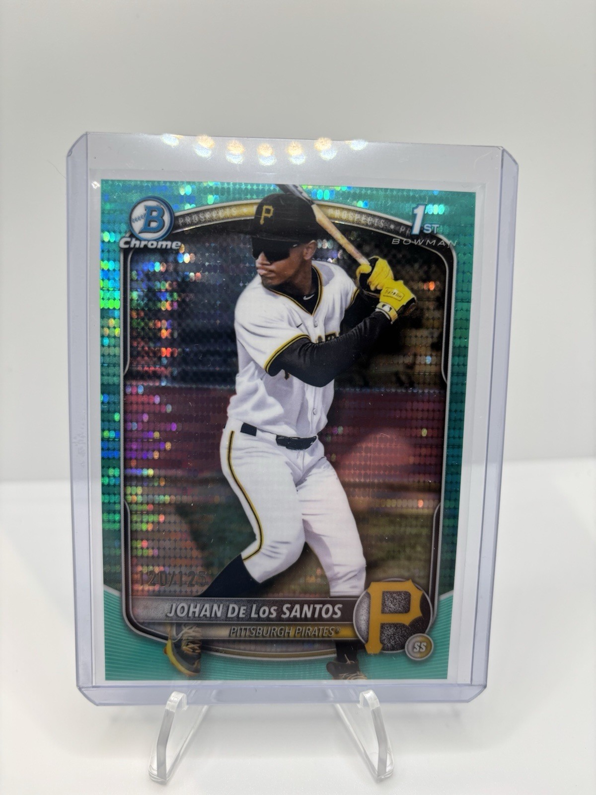 2025 Bowman Chrome Johan De Los Santos #BCP-163 Aqua Pulsar Refractor /125 (RC)