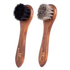 6" Horsehair Shoe Shine Dauber Brush, Compact 1 Grey Brown 1 Black