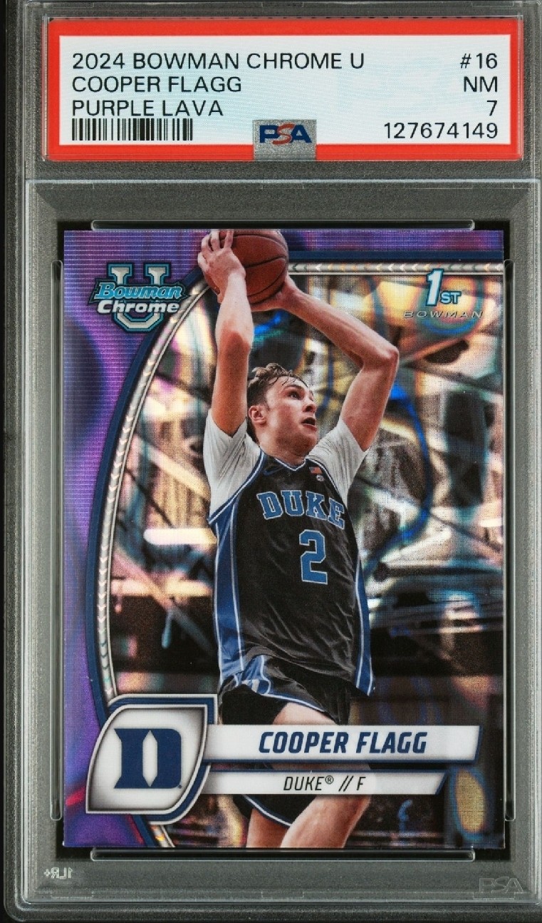 2024-25 Bowman University Chrome - Cooper Flagg #16 Purple Lava Refractor (RC)