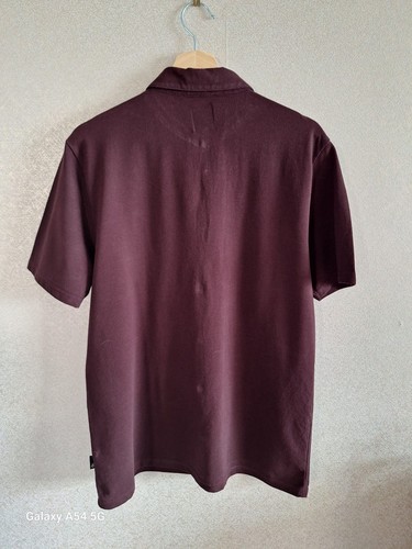 Camicia Burton Uomo Londra Borgogna Estiva Manica Corta Bottoni 100% Cotone - Foto 8 di 11
