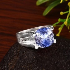 3.60Ct Cushion Cut Natural Tanzanite Diamond 14K White Gold Engagement Ring