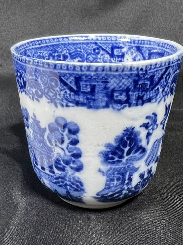 ANTIQUE W A S ADAMS WARRANTED STAFFORDSHIRE BLUE WILLOW DEMITASSE CUP & SAUCER - Picture 10 of 24