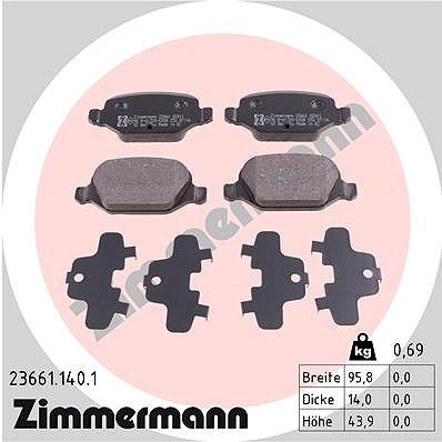 Zimmermann Bremsbelagsatz, Scheibenbremse Hinterachse U.A. FüR Abarth, Fiat-image