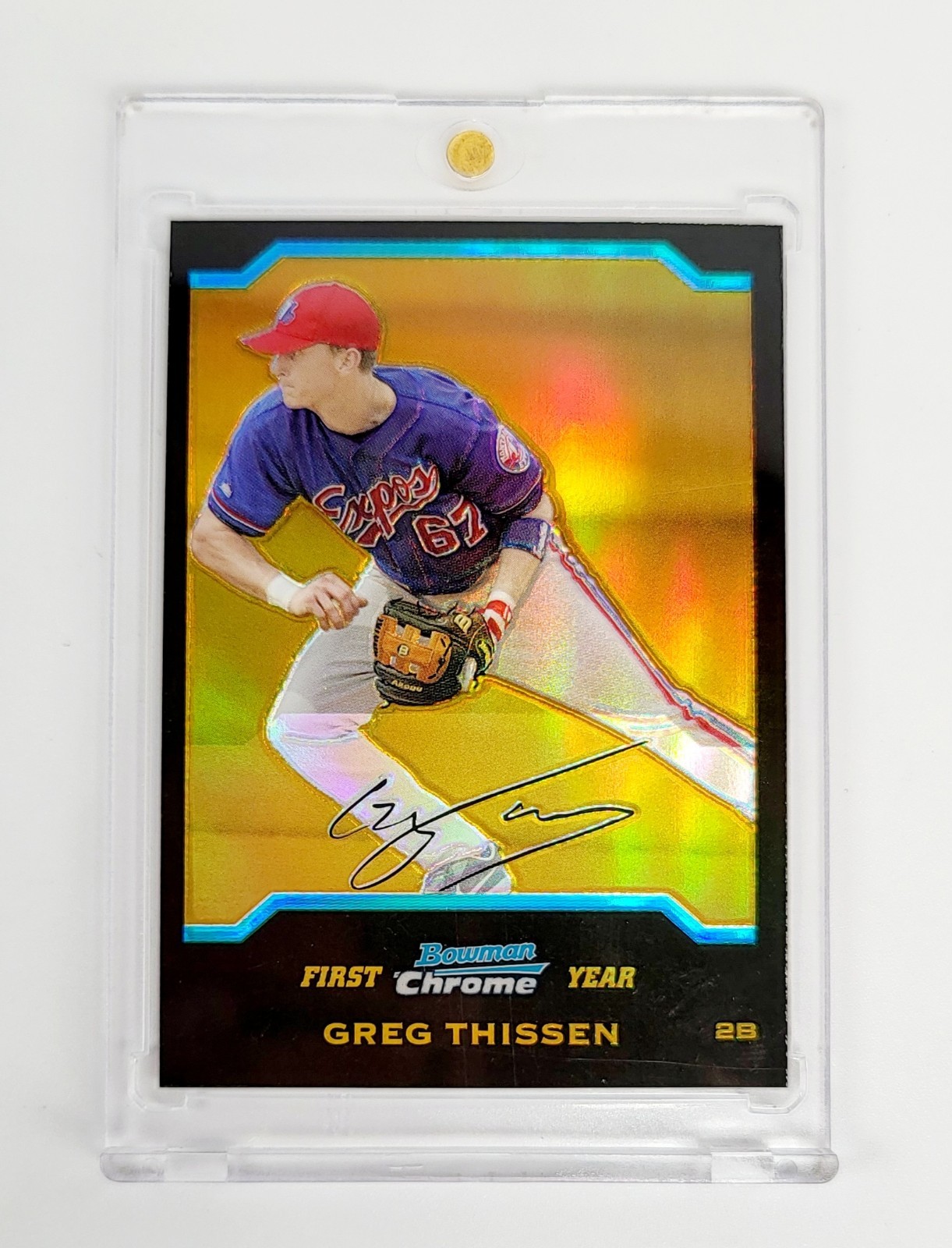 RARE GOLD REFRACTOR 2004 Bowman Chrome GREG THISSEN MONTREAL EXPOS 1ST YEAR RC 