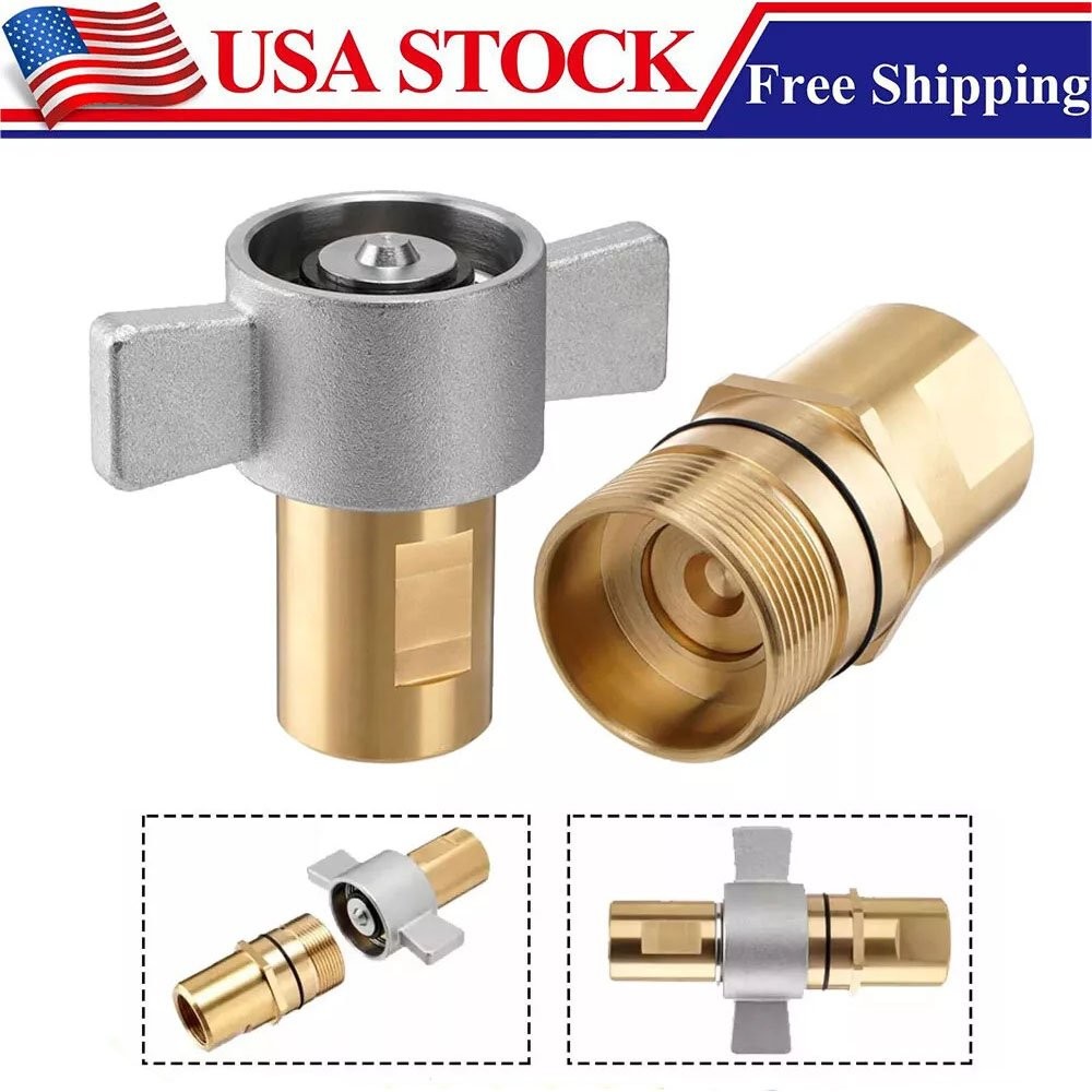 1″ NPT Truck Trailer Brass Wet Line Wing Nut Hydraulic Quick Disconnect Coupler