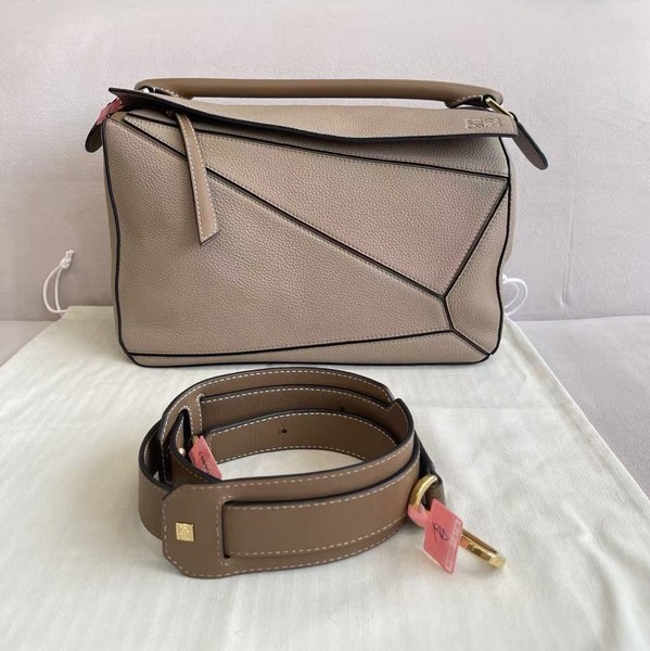 Authentic Pre-owned Loewe Light Taupe Grained Calfskin Medium Puzzle Top Handle