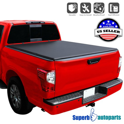 #ad For 2017 2024 Titan 5.5ft Truck Short Bed Soft Quad 4 Fold Tonneau Cover $144.38