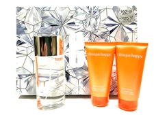 Clinique Absolutely Happy 3pc Set Happy Perfume-3.4, Cream & Wash 2.5 Gift set