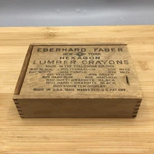 Vintage Eberhard Faber Hexagon Dovetail Wooden Box. Empty.