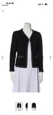 Vintage 1990s Courreges Sweater with Tweed Trim sz S