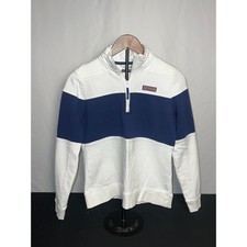 Vineyard Vines Mens White Navy Quarter Zip Pullover S preppy nautical
