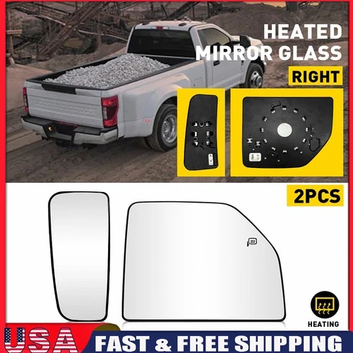 2X Lower Front Upper Right Side Mirror w/ Heat Glass Duty Super FL3Z17K707T