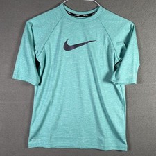 Nike Swim Dri-FIT Shirt Youth Large UPF 40 Teal Blue Short Sleeve Polyester Tee