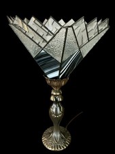 Tiffany Style Torchiere Multicolor Abstract Stained Glass Table Lamp