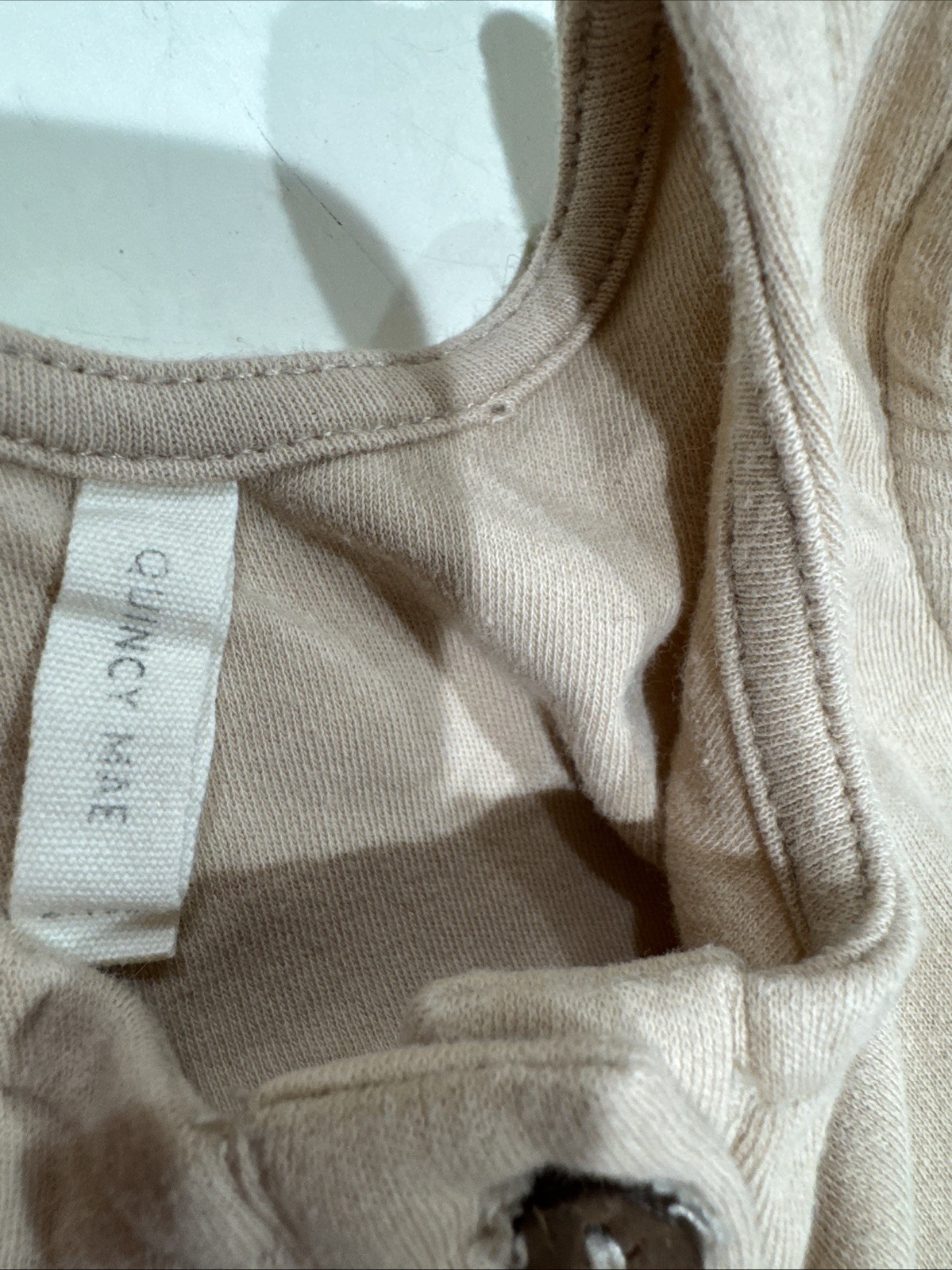 Quincy Mae Baby Boy Size 6-12 Months Tan Sleeveless One Piece Romper