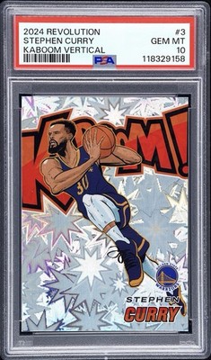 2024-25 Panini Revolution STEPHEN CURRY #3 Kaboom! Vertical PSA 10 Gem POP 18