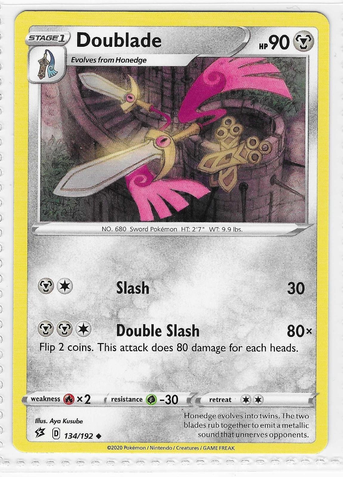 Doublade 134/192 Uncommon Rebel Clash Pokemon Near Mint