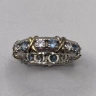 Vintage Sterling Silver 925 Blue Topaz CZ Anniversary Band w/ 14k Accents Sz 10